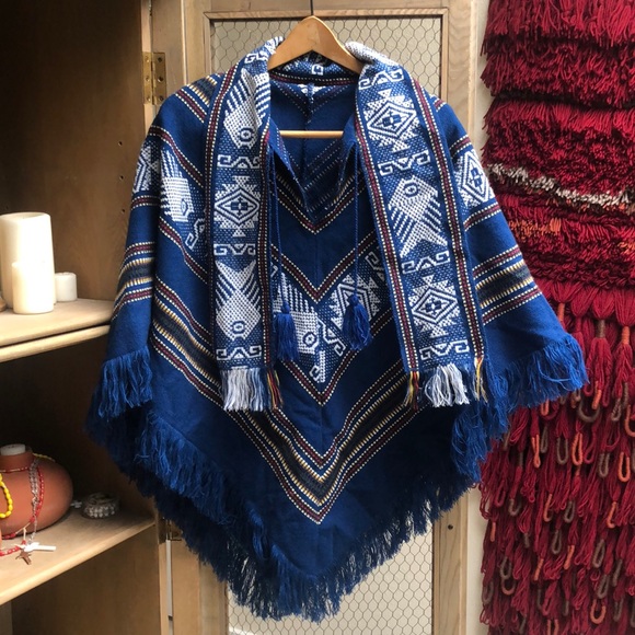 Tops - Tejidos Diaz Ecuador Fish Poncho Shawl with Fringe